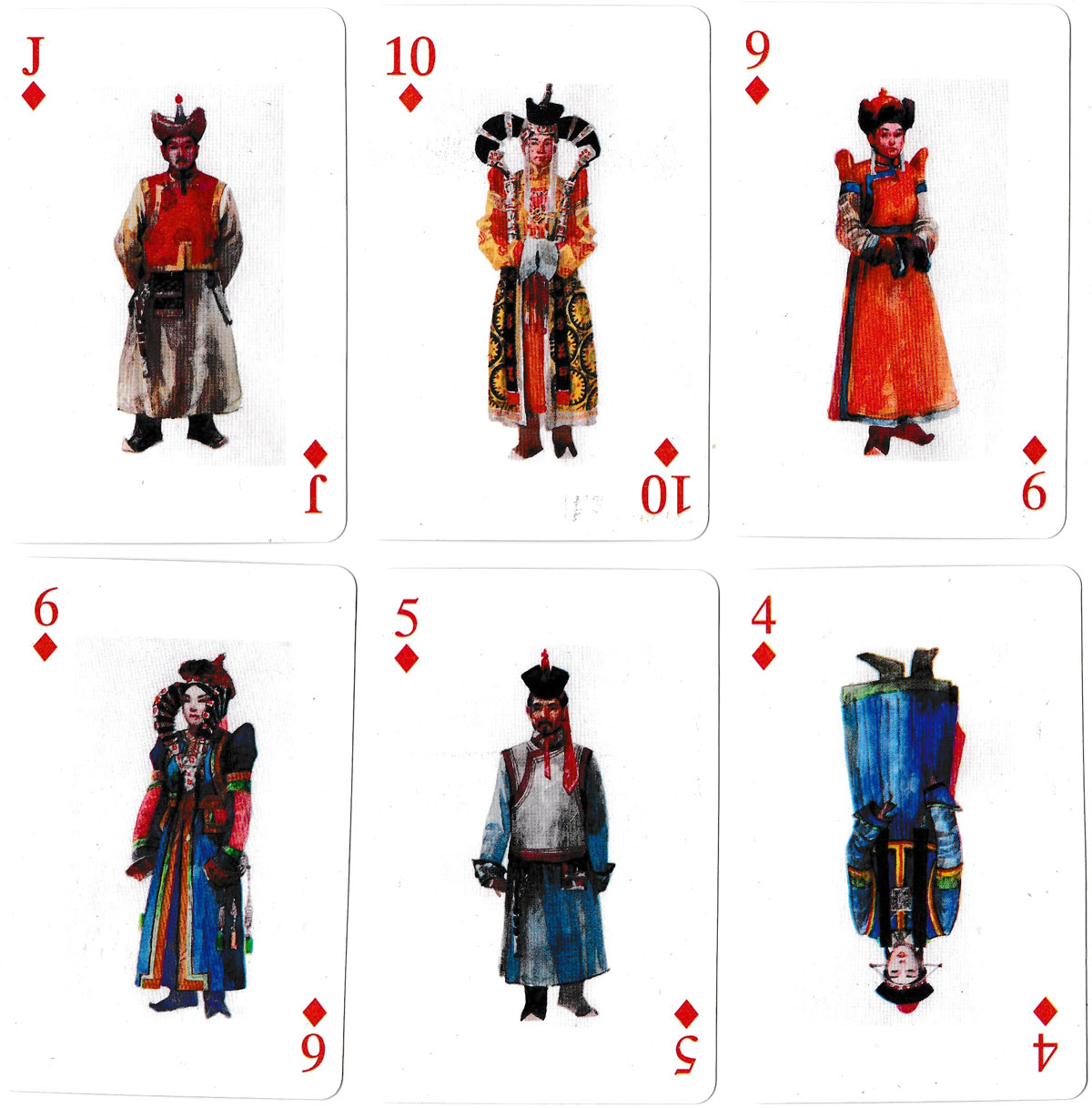 National Costumes of Mongolia playing cards produced by the Wuyi Giant Colour Printing Co., Ltd