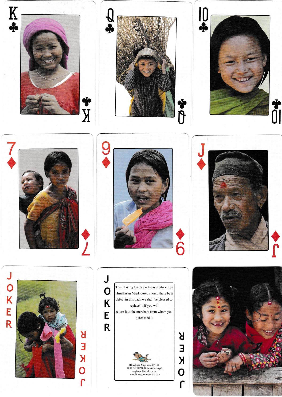 52 Faces of Nepal playing cards produced by Himalayan MapHouse, Kathmandu