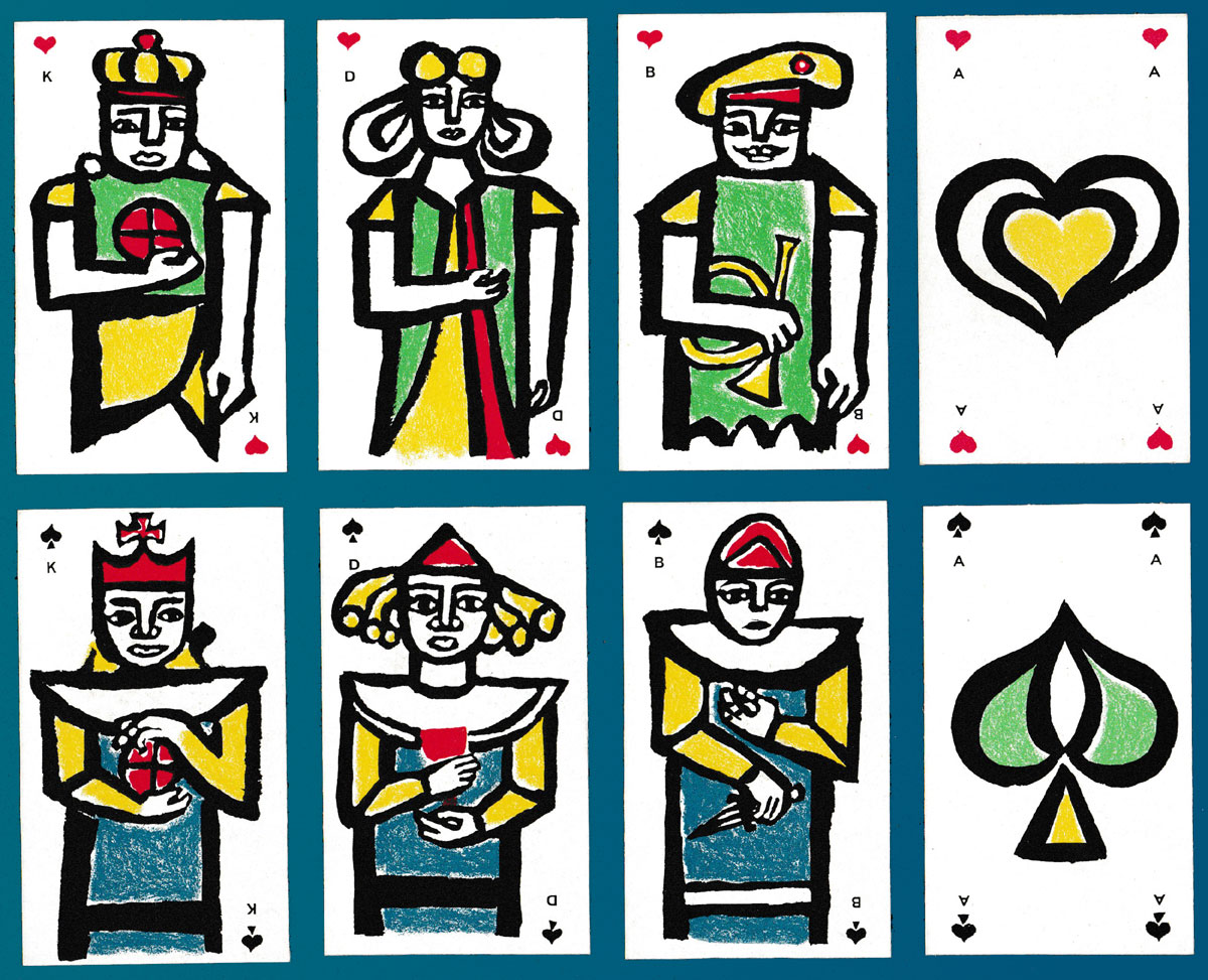 cards designed by H.P. Doebele and printed by Steendrukkerij de Jong, Hilversum, the Netherlands, 1961