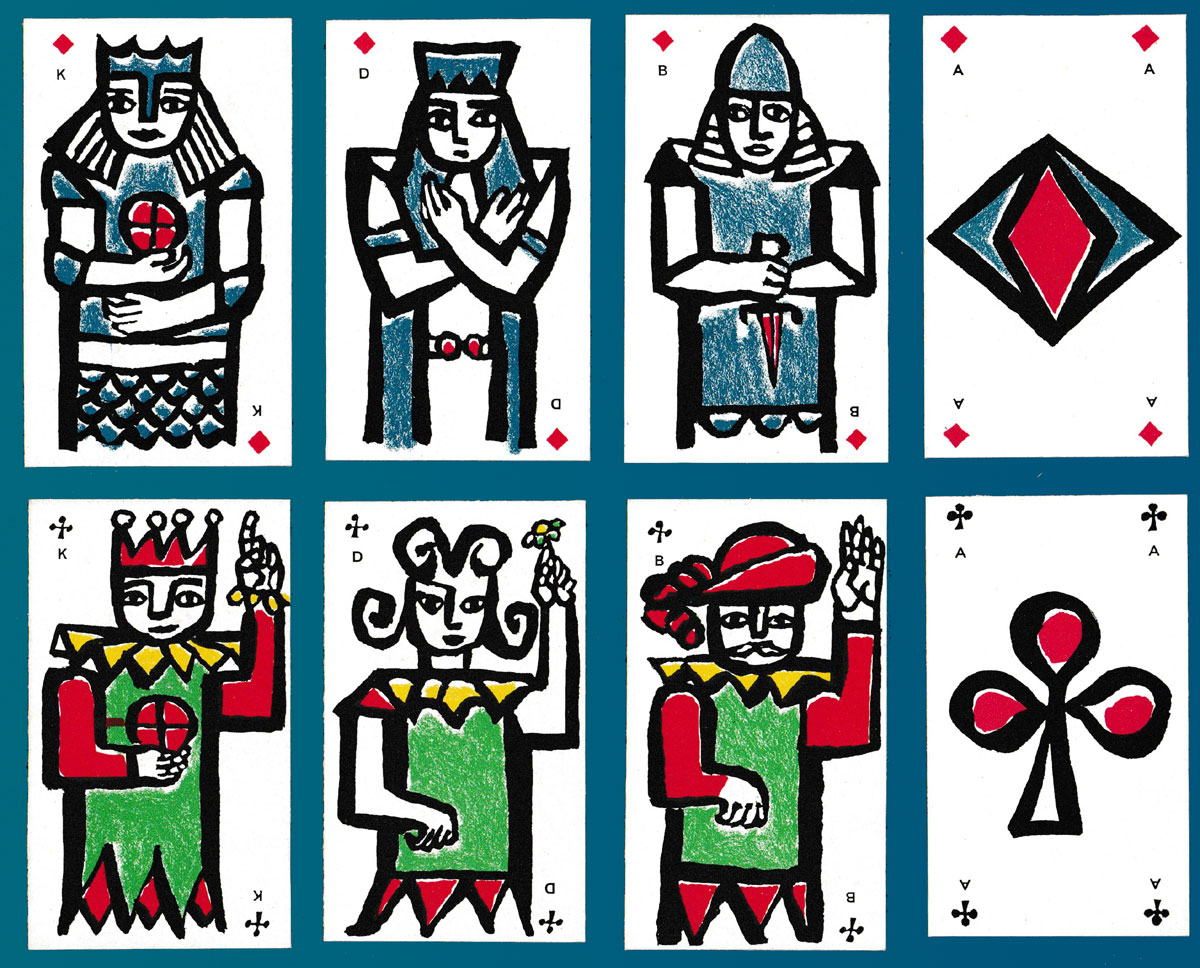 cards designed by H.P. Doebele and printed by Steendrukkerij de Jong, Hilversum, the Netherlands, 1961