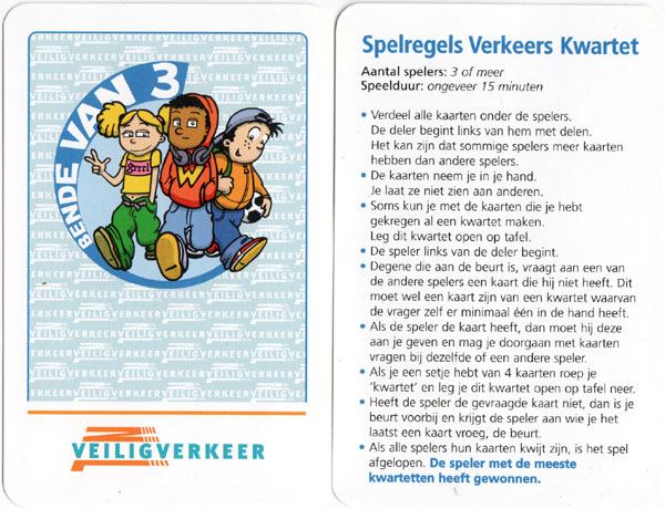 Verkeers Kwartet rioad safety card game published by Veilig Verkeer Nederland, 2007