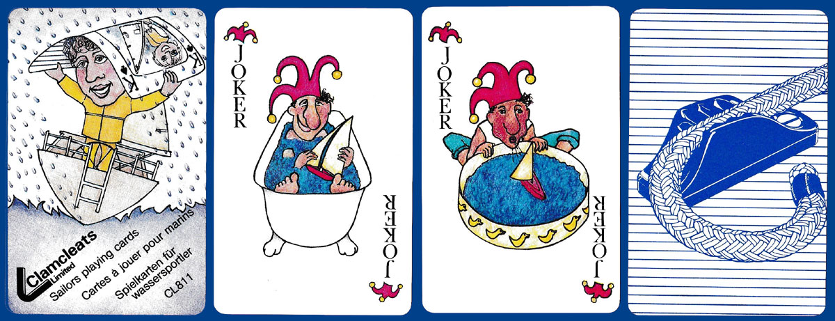 Clamcleats playing cards for sailors designed by Celia Allison, New Zealand, 1986