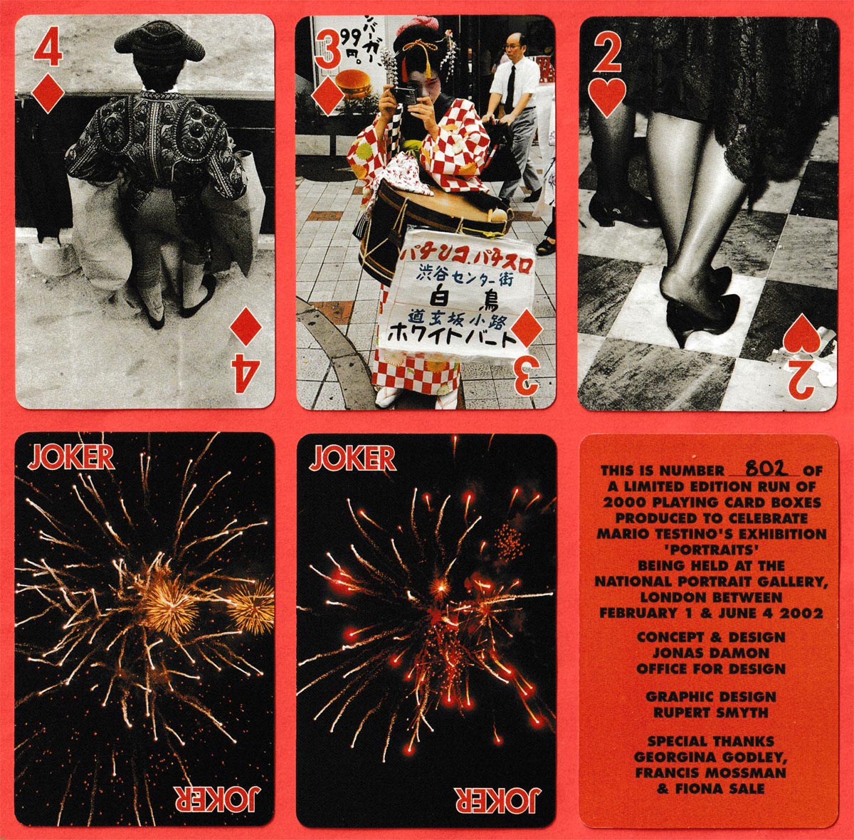 Mario Testino playing cards published in 2002. Maker unknown