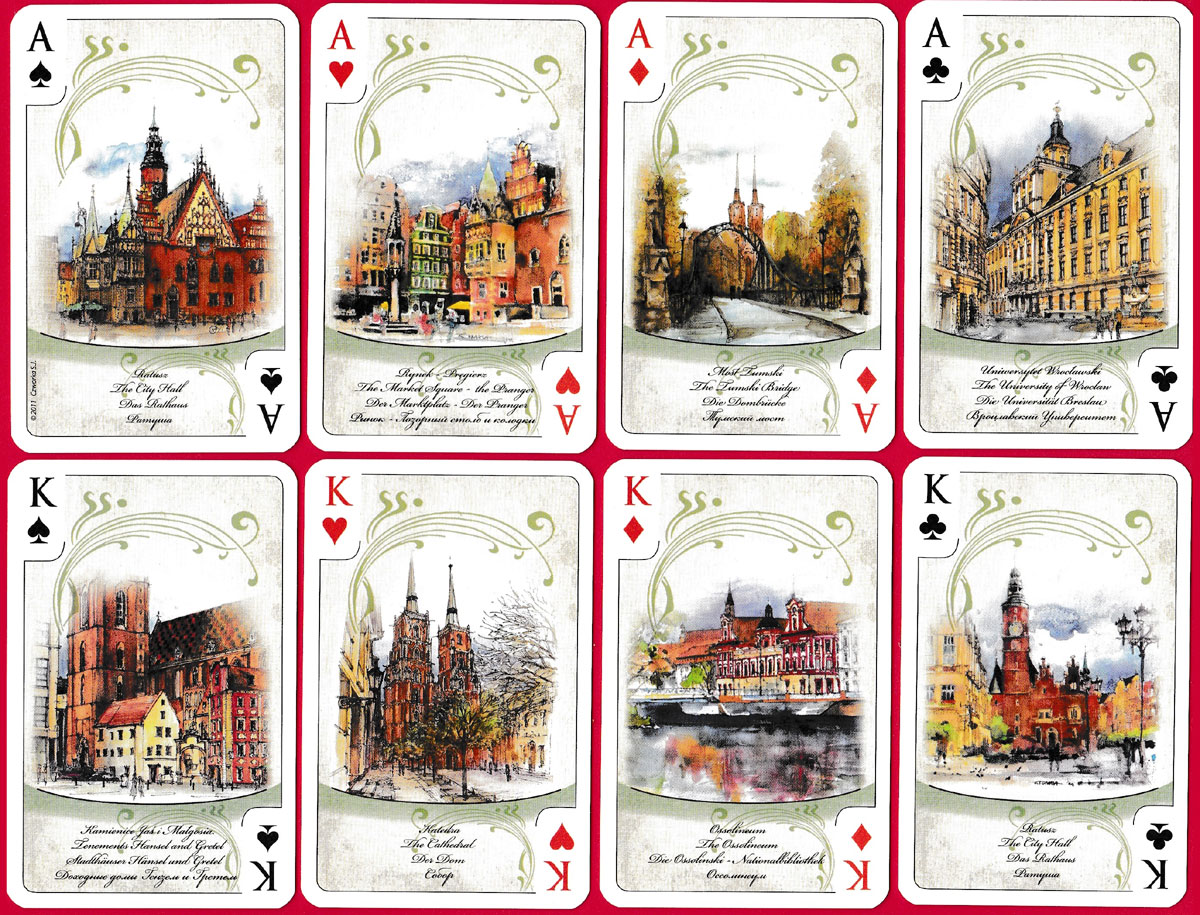 Wrocław souvenir playing cards designed by Katarzyna Tomala, printed by Cartamundi Poland, 2011