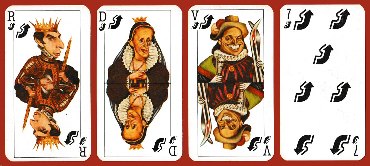 political caricature playing cards by António Moreira Antunes published in Lisbon, Portugal, September 1985