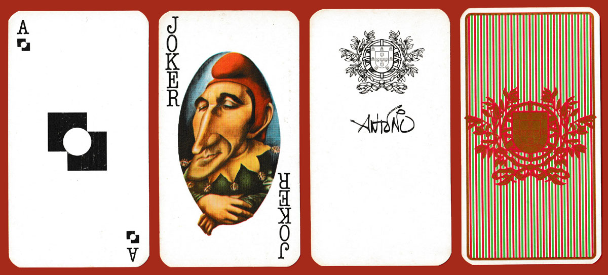 political caricature playing cards by António Moreira Antunes published in Lisbon, Portugal, September 1985