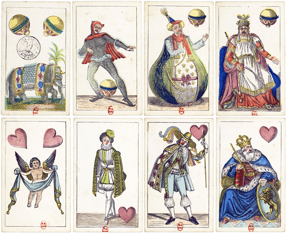 Russian Circus deck published in 1898 by the Imperial Playing Card Factory.  Source gallica.bnf.fr / BnF