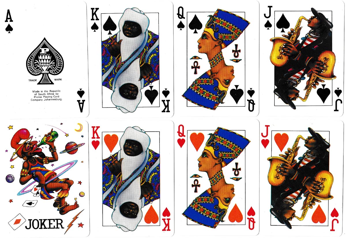 Drum playing cards depicting demographically diverse Africans of different ethnicities