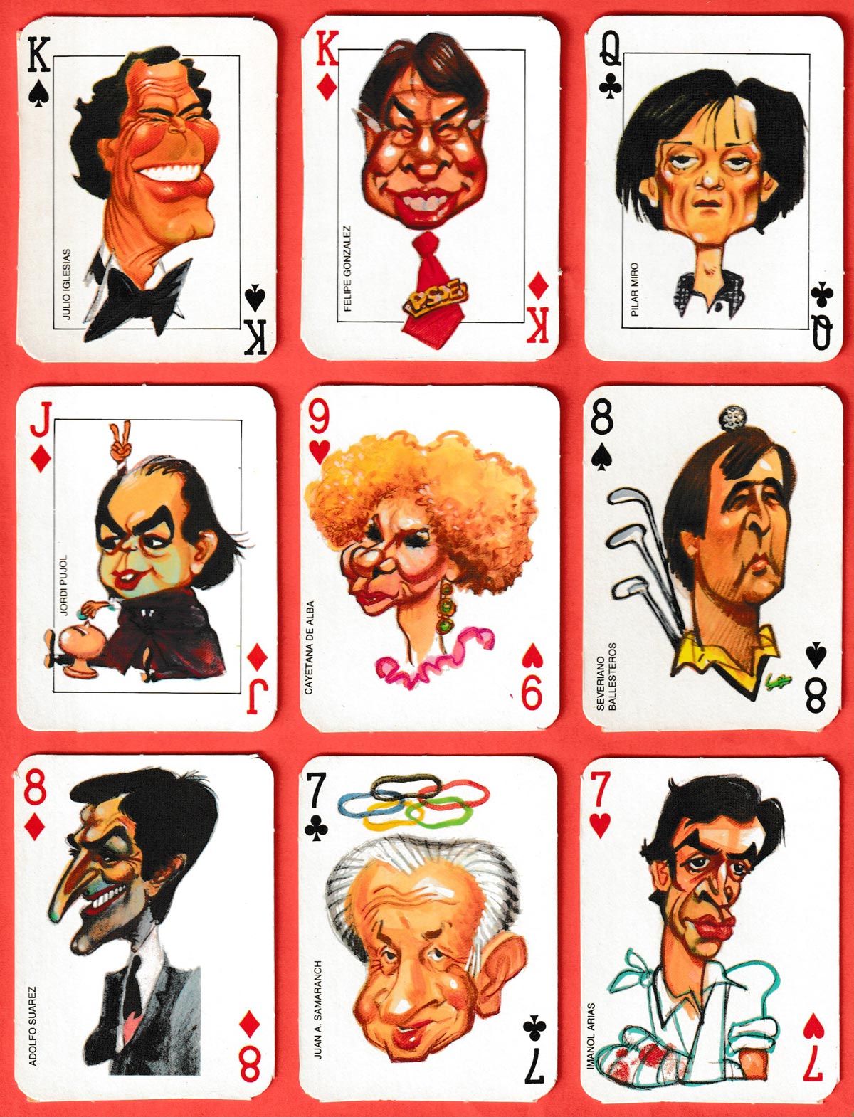 “El Jueves” caricature playing cards, unknown maker, 1988