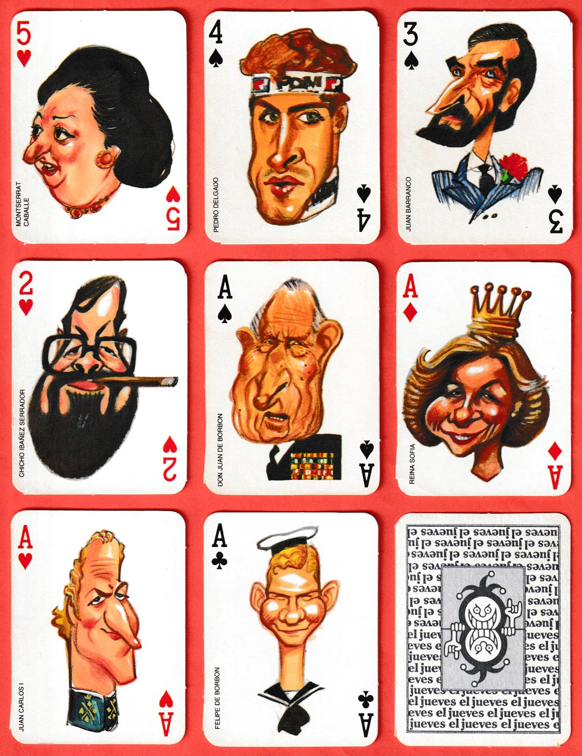 “El Jueves” caricature playing cards, unknown maker, 1988