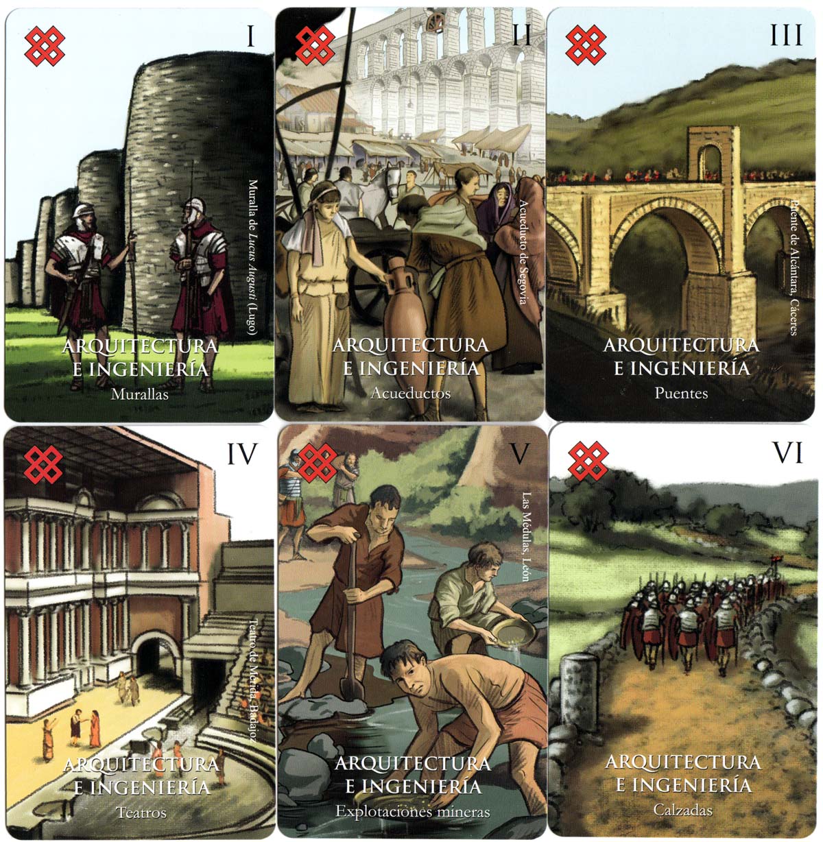 Hispania Romana card game illustrated by José Ramón Almeida Olmedo, published by Ciudades en Juego, undated