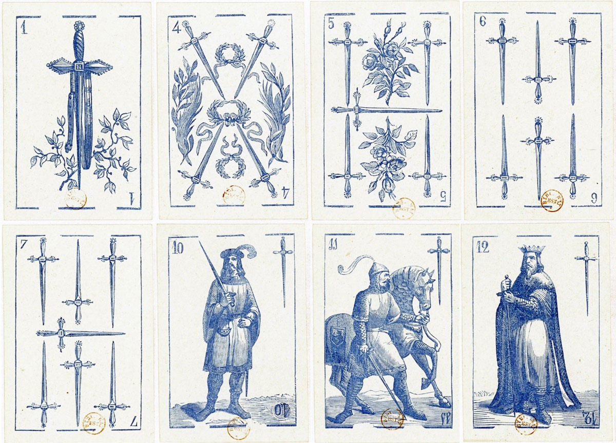 Fantasy Spanish-suited deck by Bertschinger y Codina, Barcelona, c.1855. Source gallica.bnf.fr / Bibliothèque nationale de France