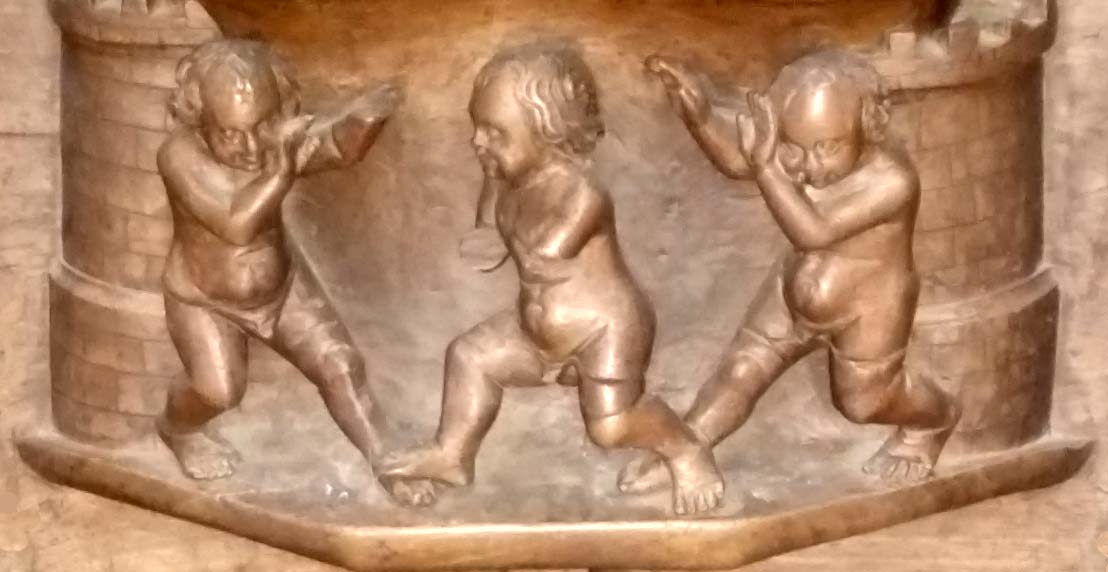 detail of gothic woodcarving on the choir stalls in Plasencia cathedral, Spain