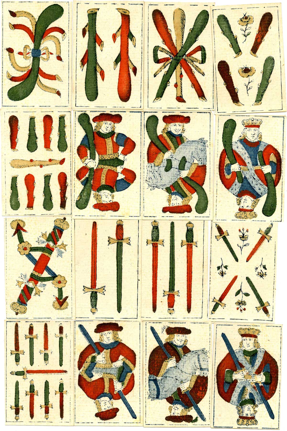 double-ended Spanish-suited playing cards published by Clemente Roxas, 1814