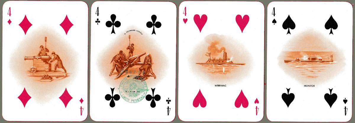 American Civil War playing cards designed by Teodoro N. Miciano and published by Fournier, Spain, 1961