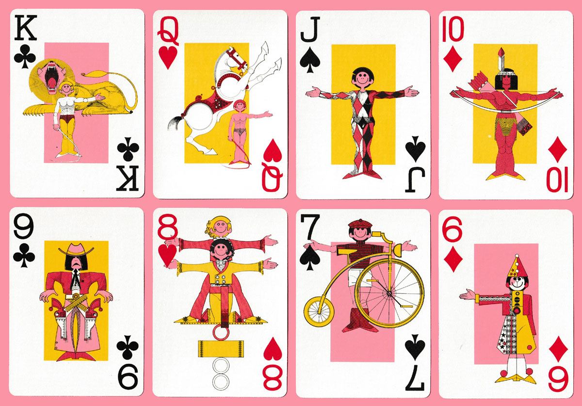 Bibaraja playing cards with designs by Alberto Muñiz Sánchez, made by Heraclio Fournier, S.A., Vitoria, Spain, 1977