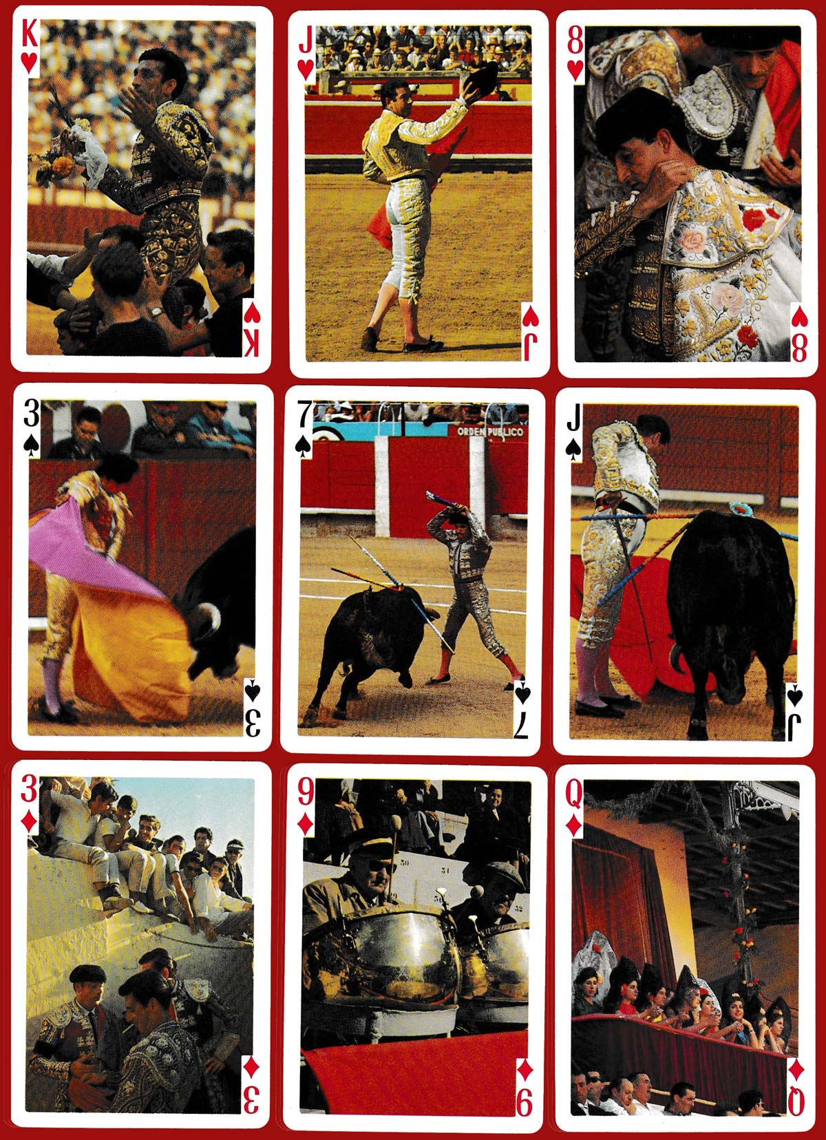 ‘Baraja Fiesta Taurina’ bullfight playing cards published by Heraclio Fournier, Spain, 1975