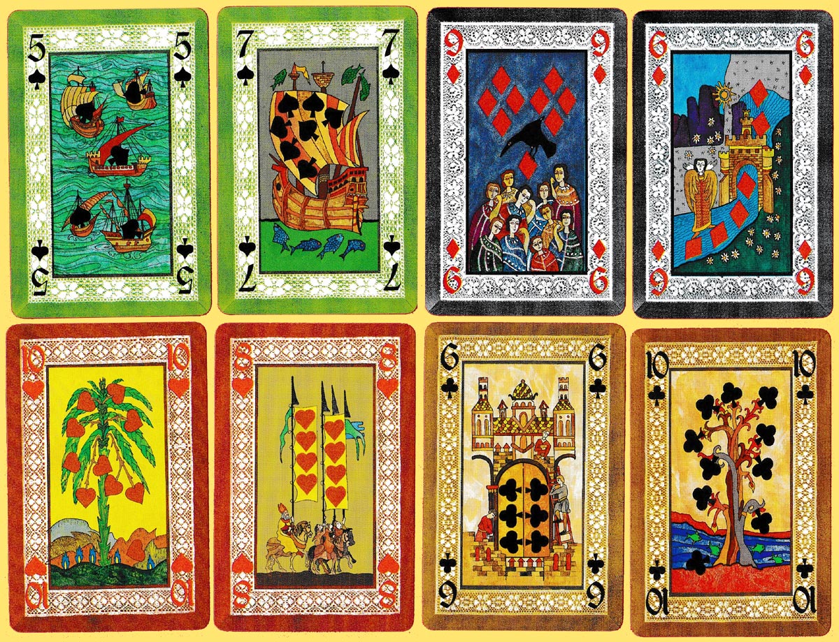 Medium aevum (Medieval Life) playing cards published by Heraclio Fournier c. 1988