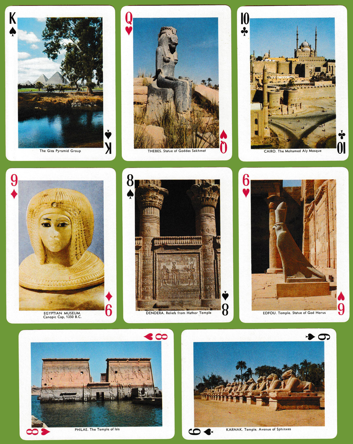 Souvenir Playing Cards of Egypt printed by Heraclio Fournier, Vitoria, Spain, 1972