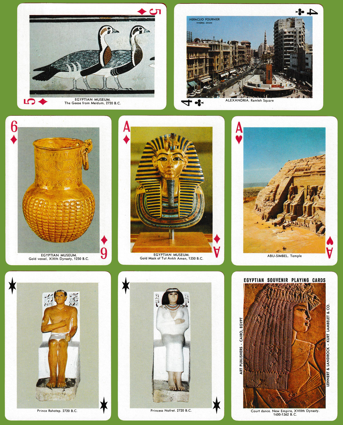 Souvenir Playing Cards of Egypt printed by Heraclio Fournier, Vitoria, Spain, 1972