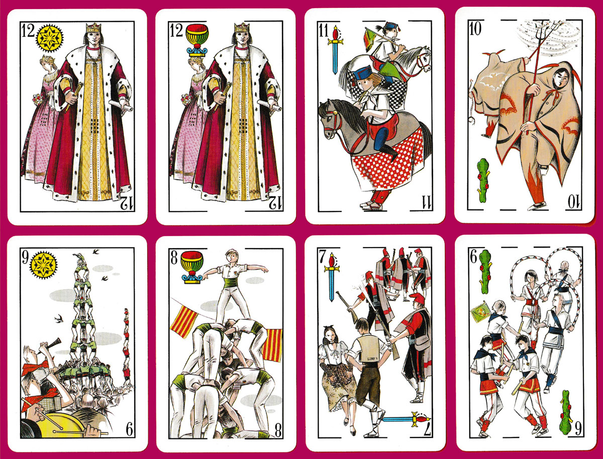 Festa Major de Vilafranca 1988 playing cards designed by Manel Baró. Made by Heraclio Fournier, S.A., Vitoria, Spain, 1988