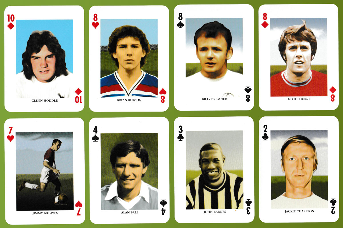 52 different legends from the world of football playing cards printed by Offason AB, Sweden, c.2004