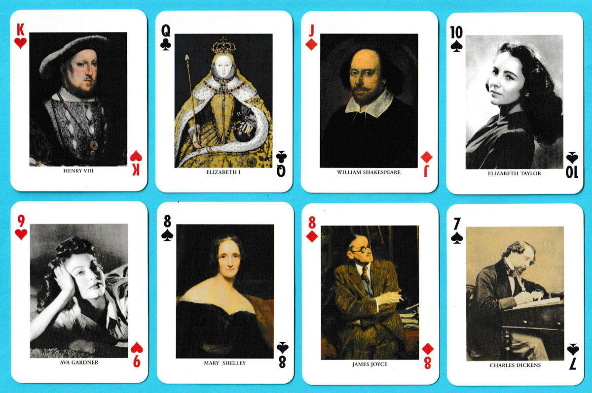 Famous Faces playing cards printed by Offason of Sweden for the National Portrait Gallery, London, UK, c2004