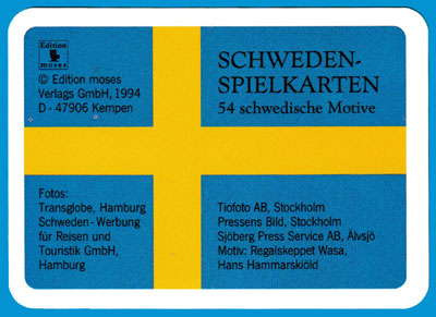 Schweden Spielkarten published by Edition moses Verlags GmbH, Kempen, Germany, 1994