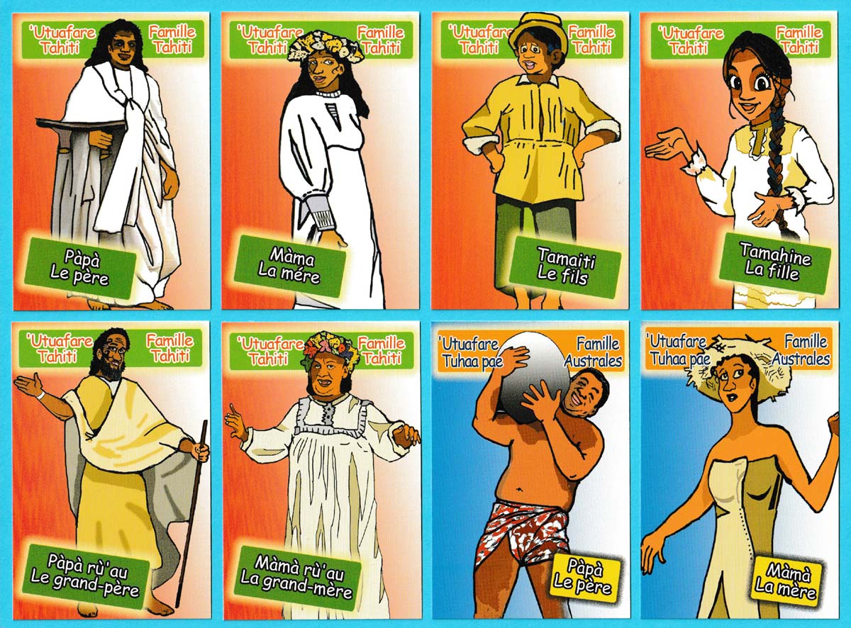 Le jeu des 7 Familles ’Utuafare card game made by DIM & STP-Multipress, Tahiti