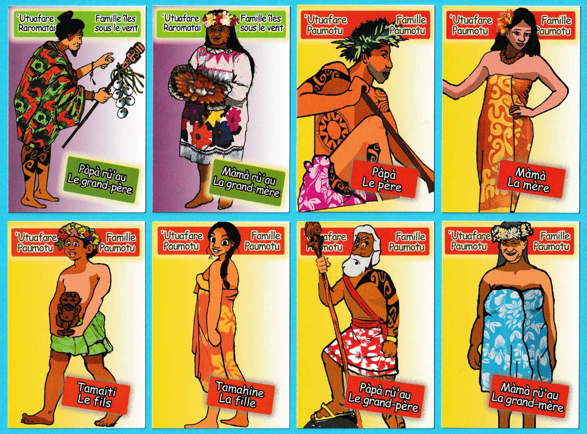 Le jeu des 7 Familles ’Utuafare card game made by DIM & STP-Multipress, Tahiti