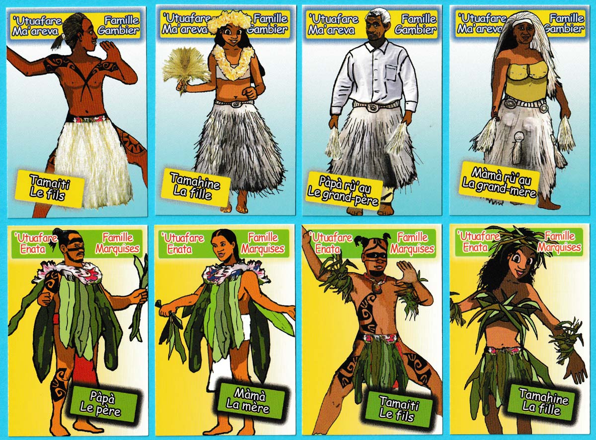 Le jeu des 7 Familles ’Utuafare card game made by DIM & STP-Multipress, Tahiti