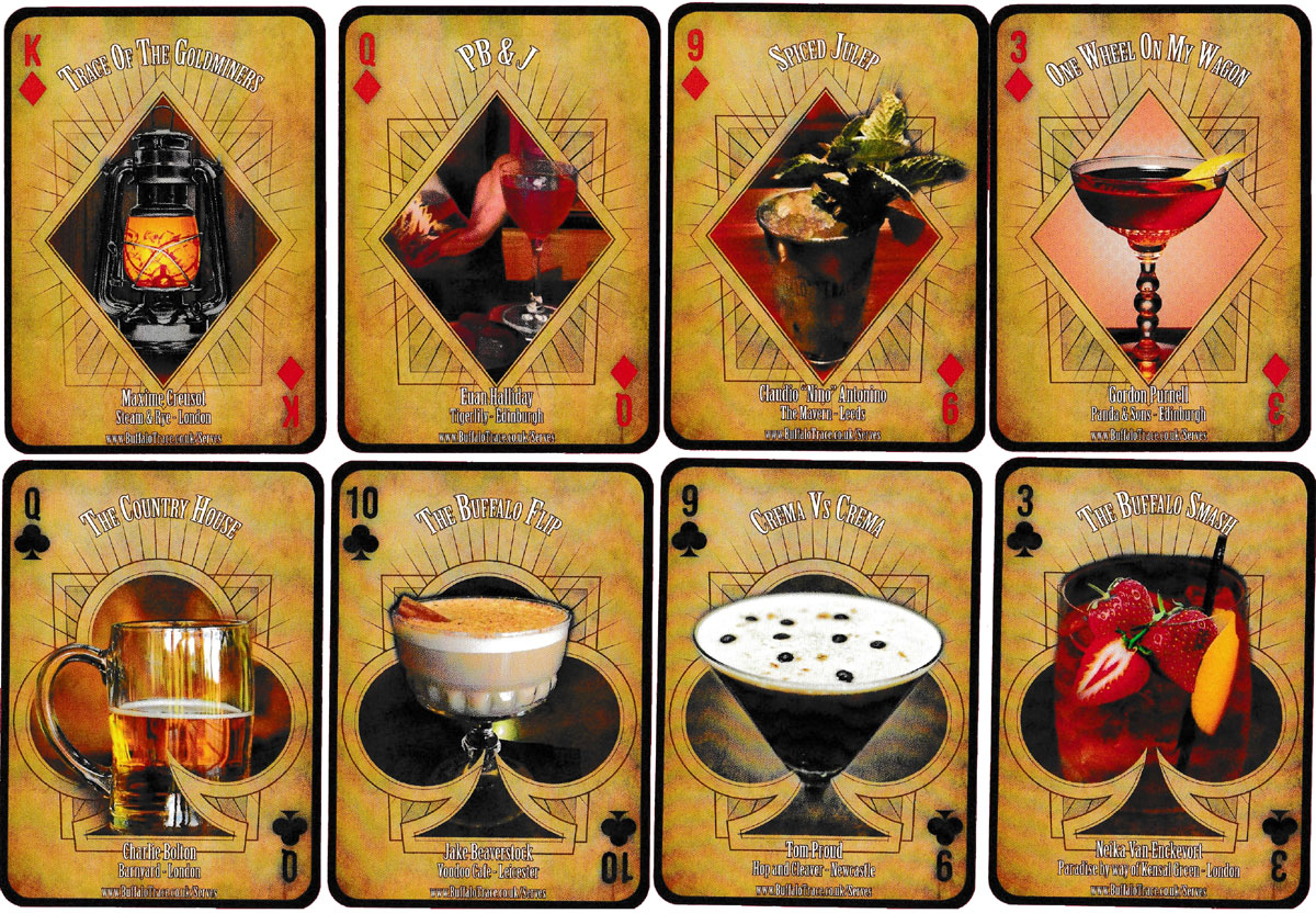 Buffalo Trace Kentucky bourbon whiskey promotion playing cards, United Kingdom, 2014