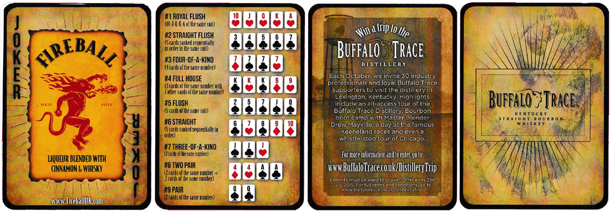 Buffalo Trace Kentucky bourbon whiskey promotion playing cards, United Kingdom, 2014