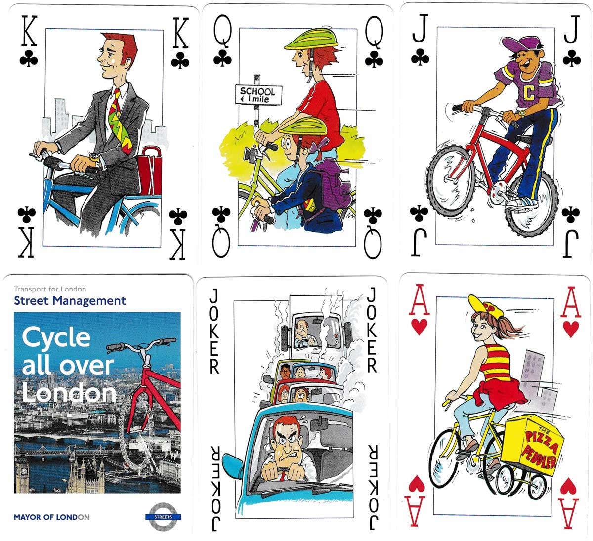 Cycle all over London playing cards published by Transport for London Street Management, 2003