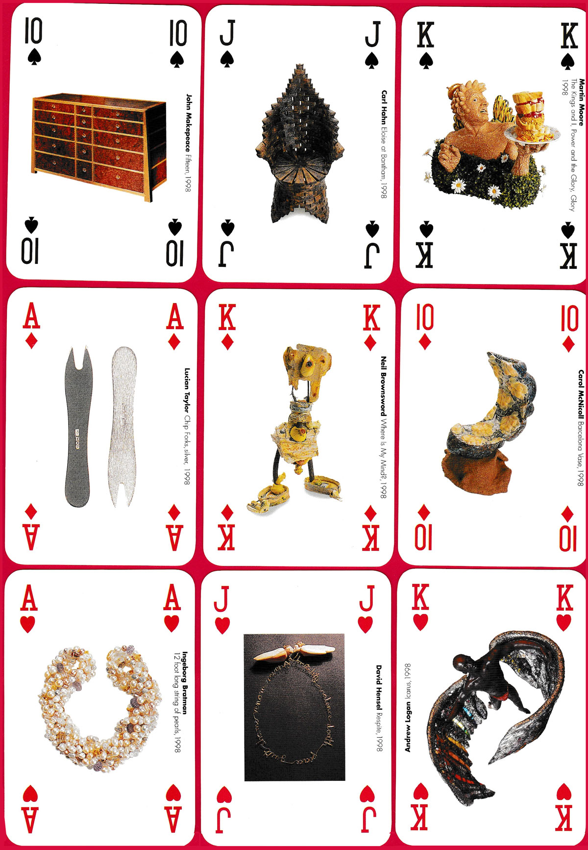 “Decadence?” playing cards published by the Crafts Council, London in 1999