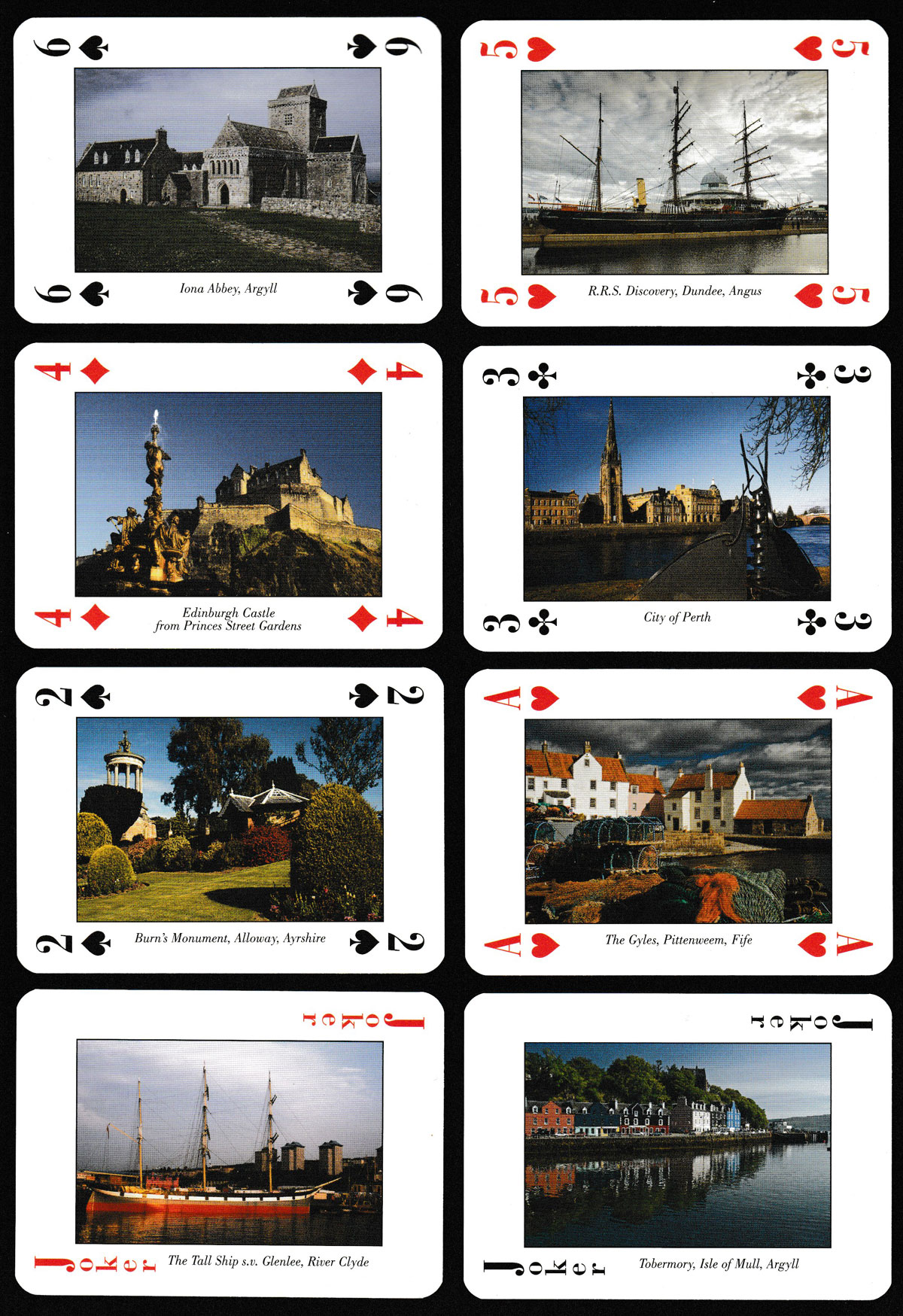 Glorious Scotland souvenir playing cards published by Neil Macleod Prints & Enterprises Ltd, 2010