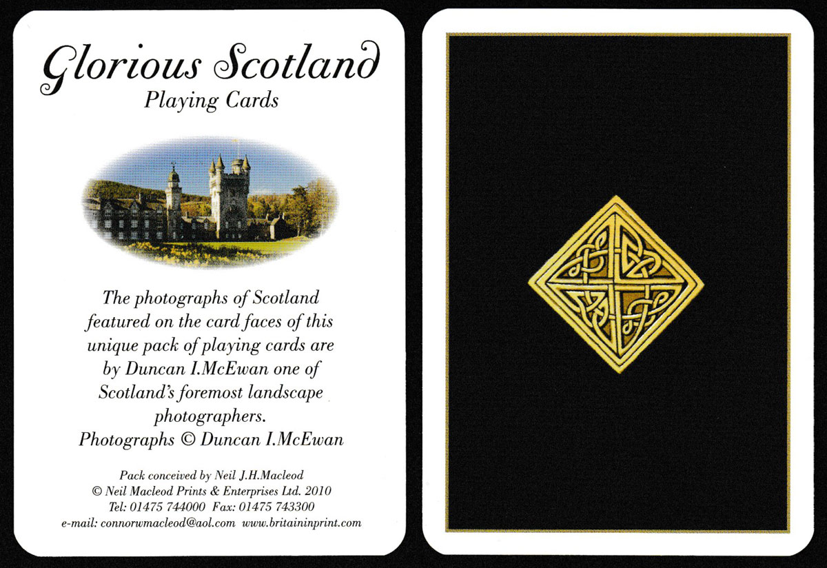 Glorious Scotland souvenir playing cards published by Neil Macleod Prints & Enterprises Ltd, 2010