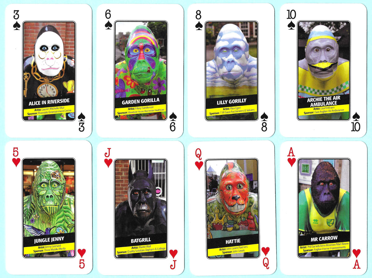 Go Go Gorillas! playing cards published by Wild in Art Oranisation in UK in 2013 to raise funds for charities