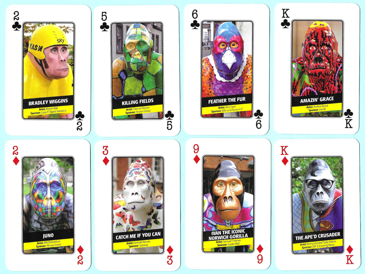 Go Go Gorillas! playing cards published by Wild in Art Oranisation in UK in 2013 to raise funds for charities