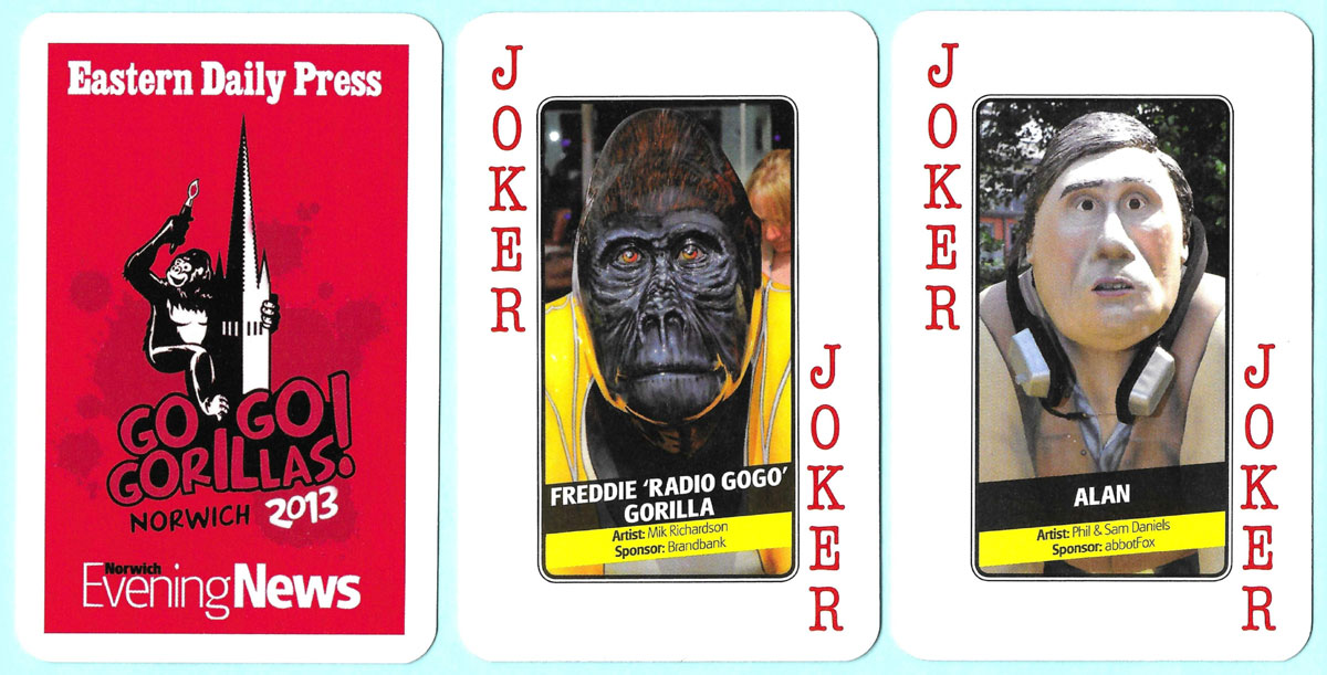 Go Go Gorillas! playing cards published by Wild in Art Oranisation in UK in 2013 to raise funds for charities