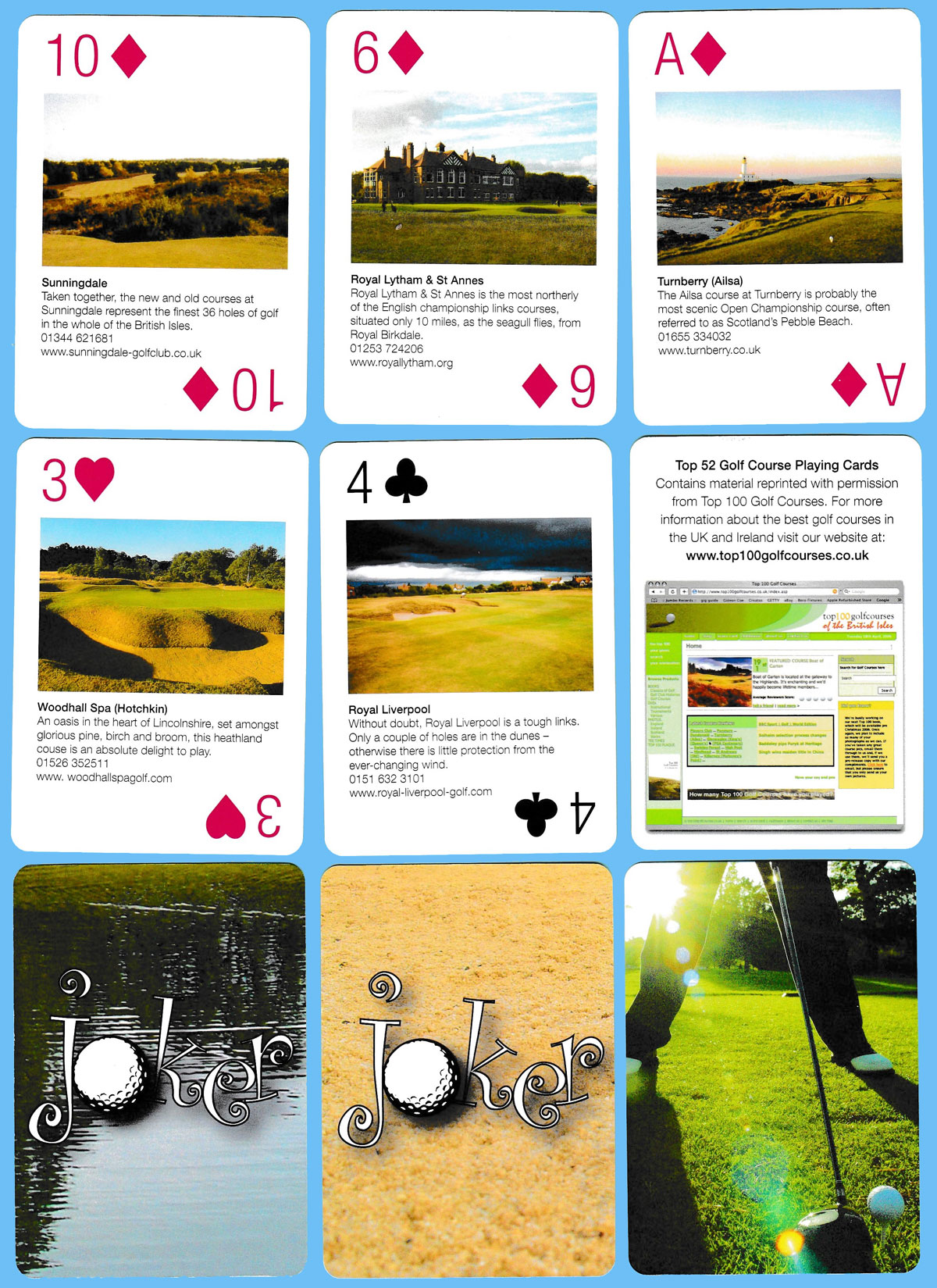 Golf playing cards sold by Marks & Spencer, UK