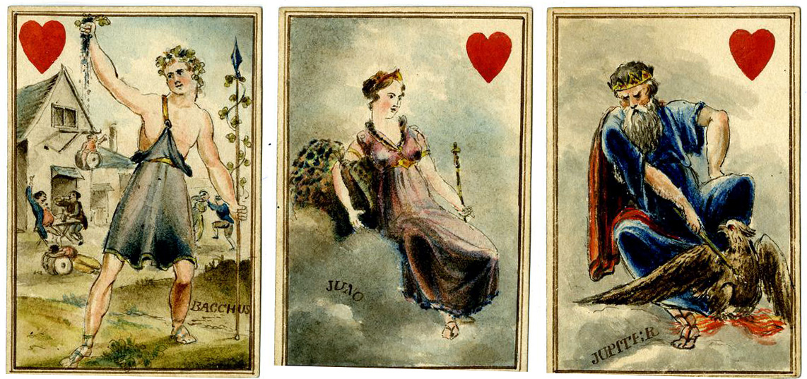 Handmade playing cards depicting “heathen divinities” early 18th century. © The Trustees of the British Museum