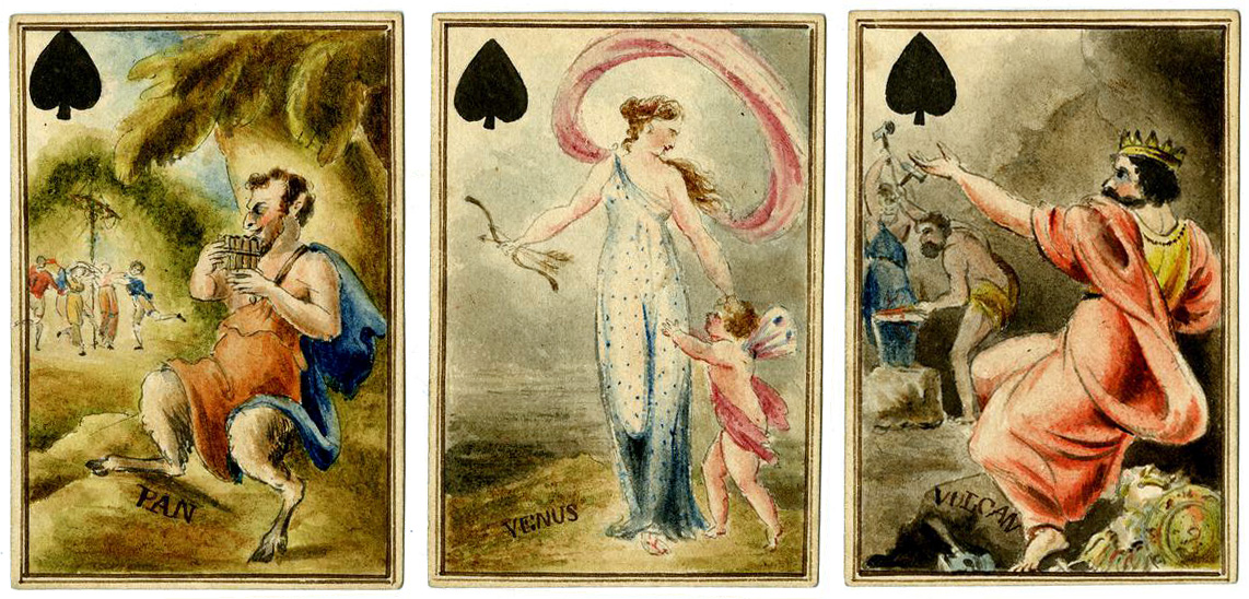 Handmade playing cards depicting “heathen divinities” early 18th century. © The Trustees of the British Museum