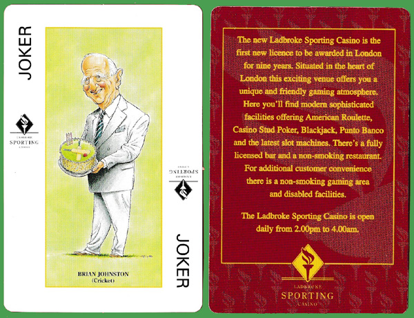 Ladbroke Sporting Casino caricature cartoon playing cards, U.K, c.2006