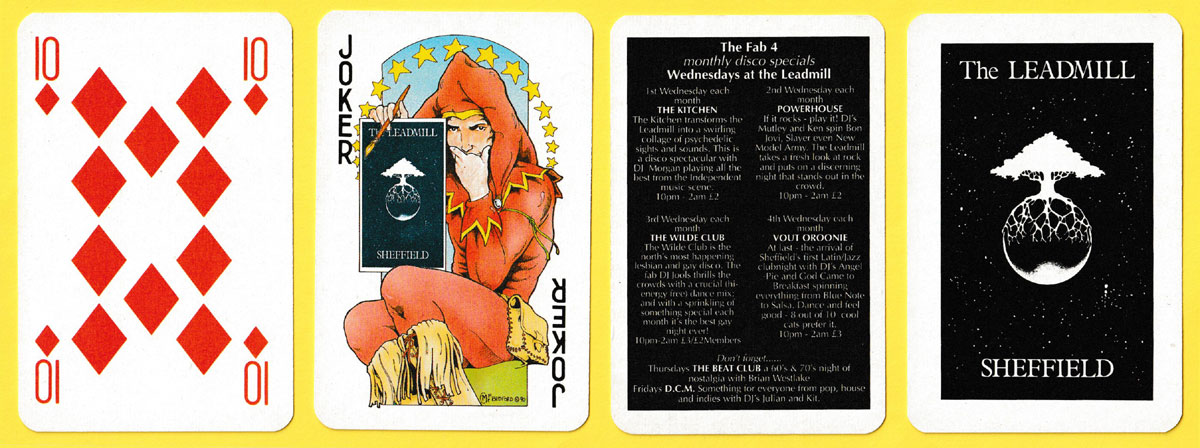 Leadmill playing cards published by The Leadmill, Sheffield, UK, 1990