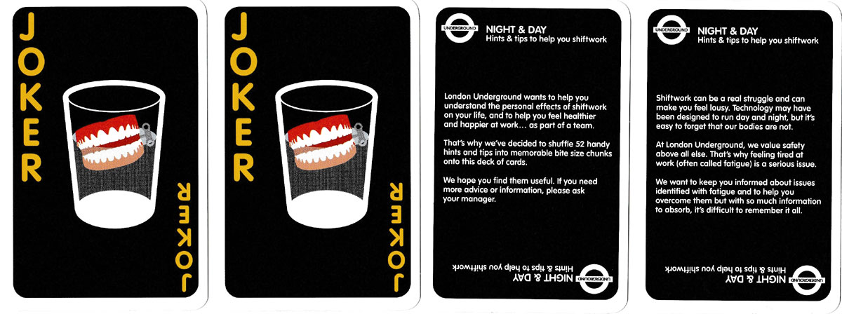 Night & Day playing cards produced by London Underground