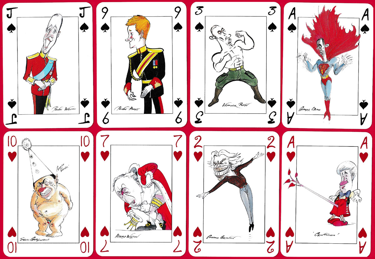 ‘Scarfes Bar’ satirical playing cards with cartoons by Gerald Scarfe, United Kingdom