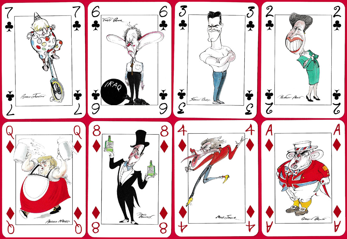 ‘Scarfes Bar’ satirical playing cards with cartoons by Gerald Scarfe, United Kingdom