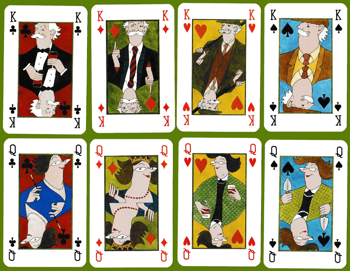 ‘Tottering-by-Gently’ playing cards with cartoons by Annie Tempest