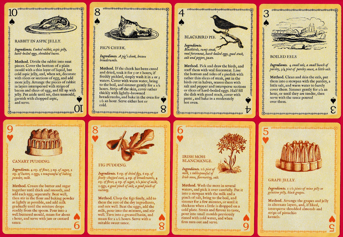 ‘Victorian cookery’ playing cards produced by Cultzilla, United Kingdom, c. 2018